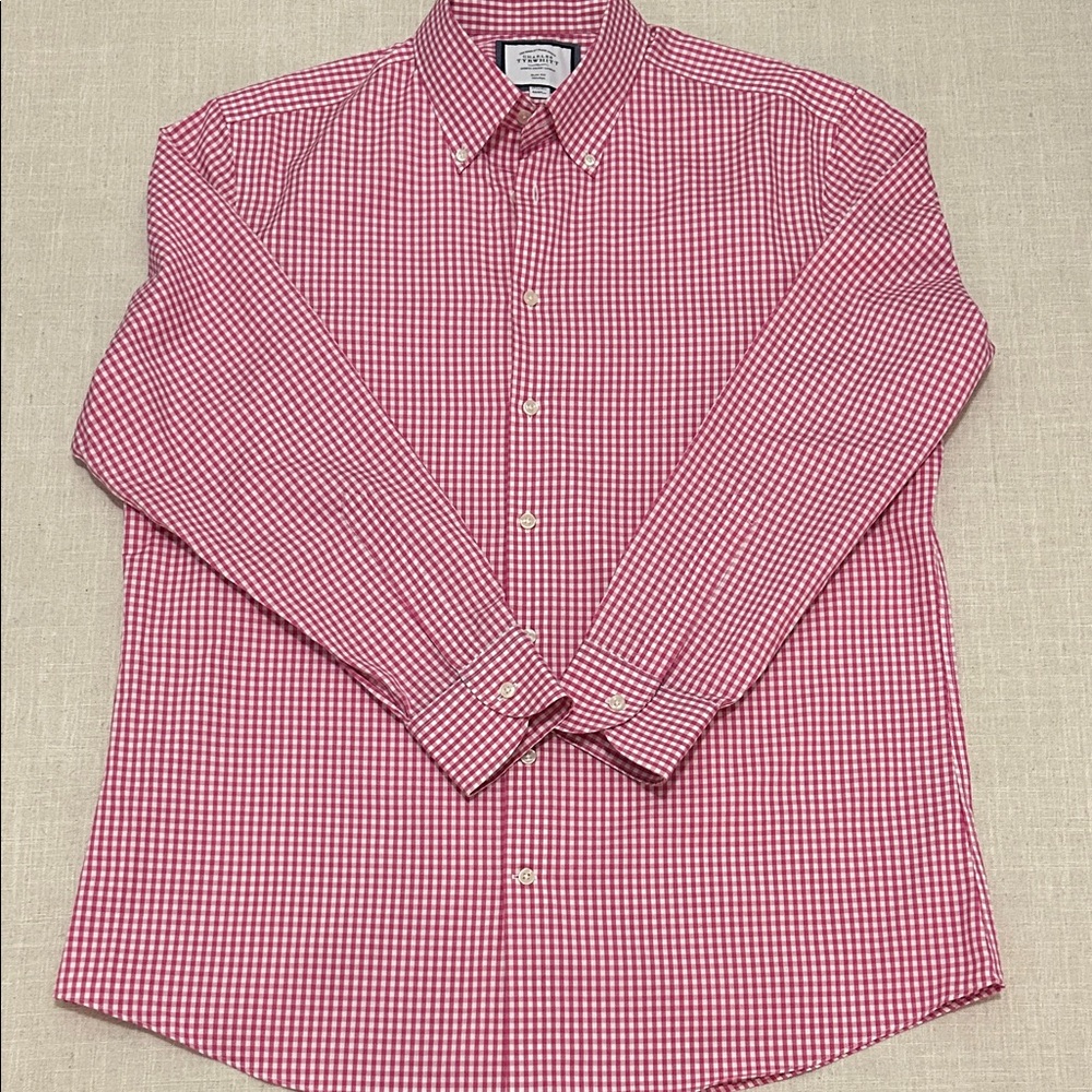 Charles Tyrwhitt Shirt Men’s Red Checkered Dress Button Down - Picture 11 of 14
